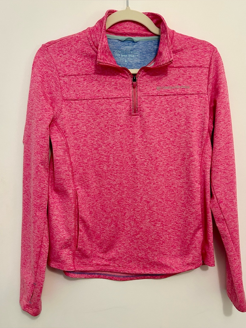 Vineyard Vines Girls Shep Shirt Pullover Pink Quarter Zip Size XL 16